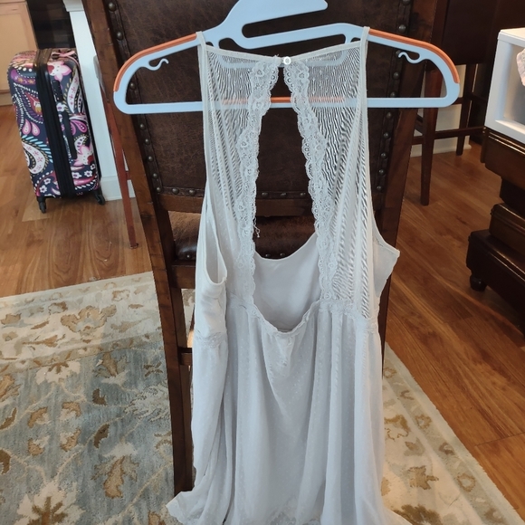 Aerie Soft Lacy Gray White Babydoll Chemise XL/ 12-14 - Picture 2 of 7